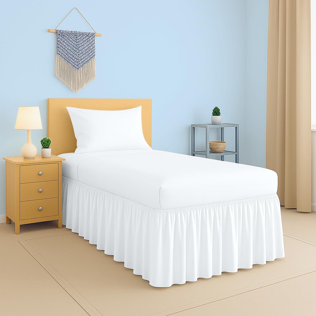 Photo 1 of 2025 Upgraded Twin XL Dorm Bed Skirt White | 100% Cotton Blend Bed Skirt with 32" Drop for College Dorm Rooms and Extra Long Twin Beds