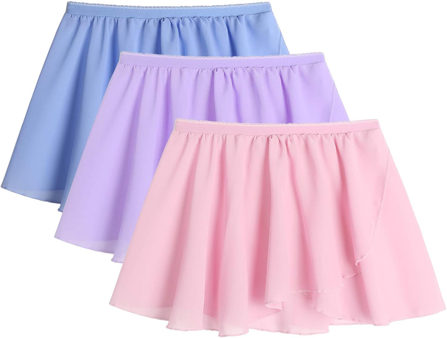 Zaclotre 3 Pack Girls Ballet Chiffon Wrap Skirts for Dance: Clothing