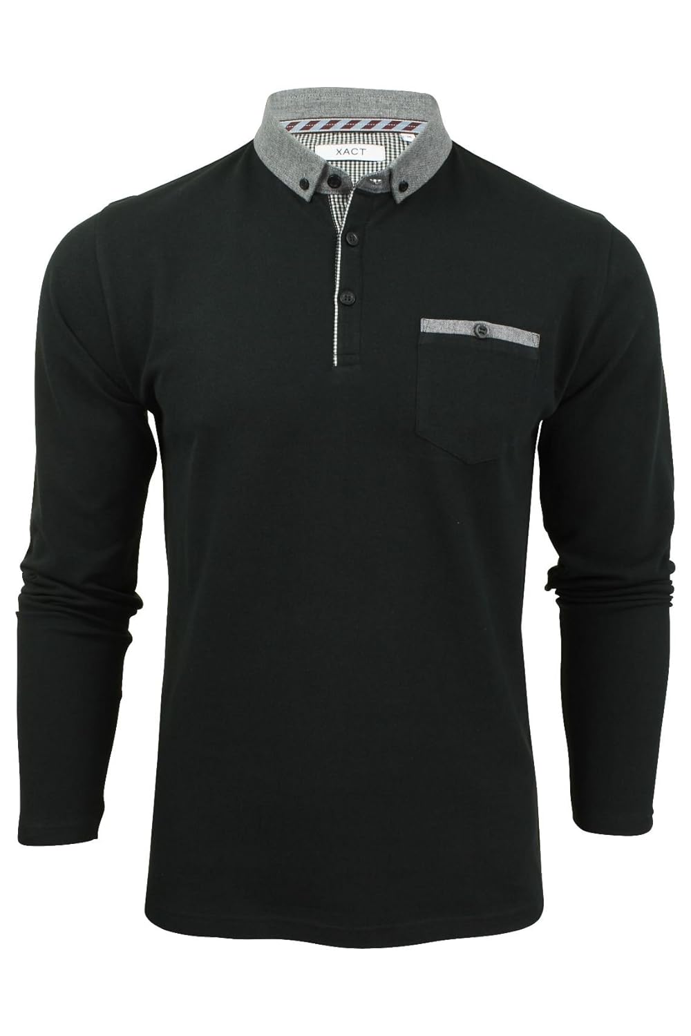 Xact Mens Long Sleeved Button Down Collar Polo TShirt Amazon.co.uk
