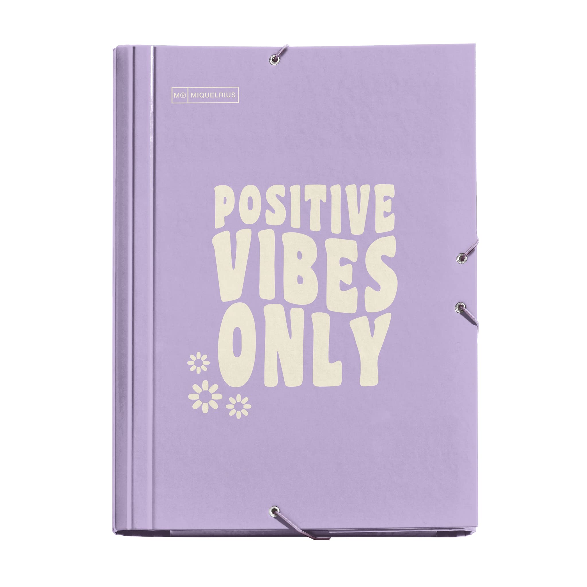 Miquelrius - Folder with Flaps, A4 Size, Rubber Closure, Rigid Cardboard, Lavender Message Design