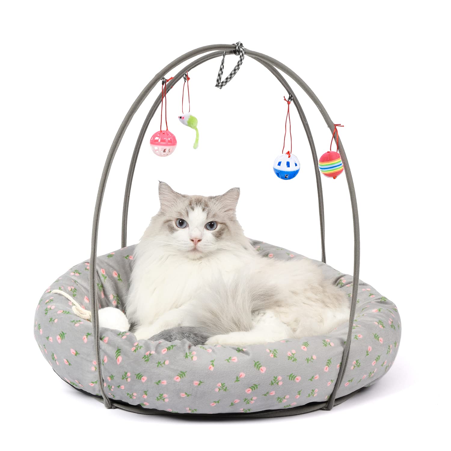 PETULANE Pet Cat Bed Activity Mat Kitten Bed Play Cat Tent Interactive With Hanging Toys, Cat Play Mat Helps Cats Get Exercise and Active, Cat Beds for Indoor Cats and Small Dogs Puppy