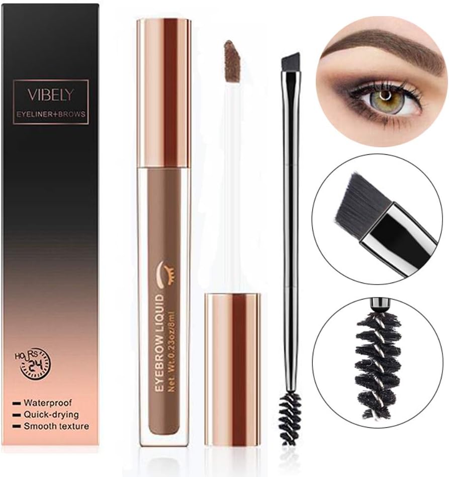 Waterproof Brow Gel,Tinted Brow Makeup,24 Hours Long Lasting Eyebrow Gel for Waterproof Eyebrow Makeup With Eyebrow Pencil Makeup Brush (Brown)