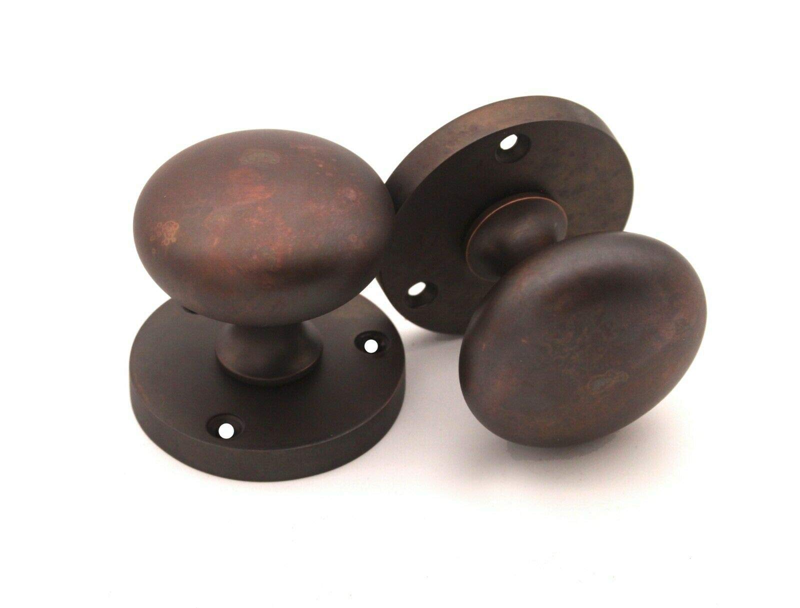 Infinity Decor Pair of Aged Bronze Victorian Vintage Style Round Mortice Door Knobs 52mm Pull Handles Set Ideal for Interior and Exterior Use