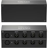 Cubilux 4-Way Balanced XLR Splitter Box, Passive Stereo 2-In-8-Out Audio Distributor for Studio, Live, Mixer, Amplifier, Preamps, Powered Speaker