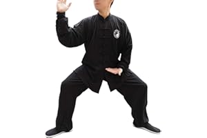 Tinymori Tai Chi Uniform Kung Fu Clothing Cotton Martial Art Suit, Long Sleeve, Chinese Traditional Uniforms Men Women