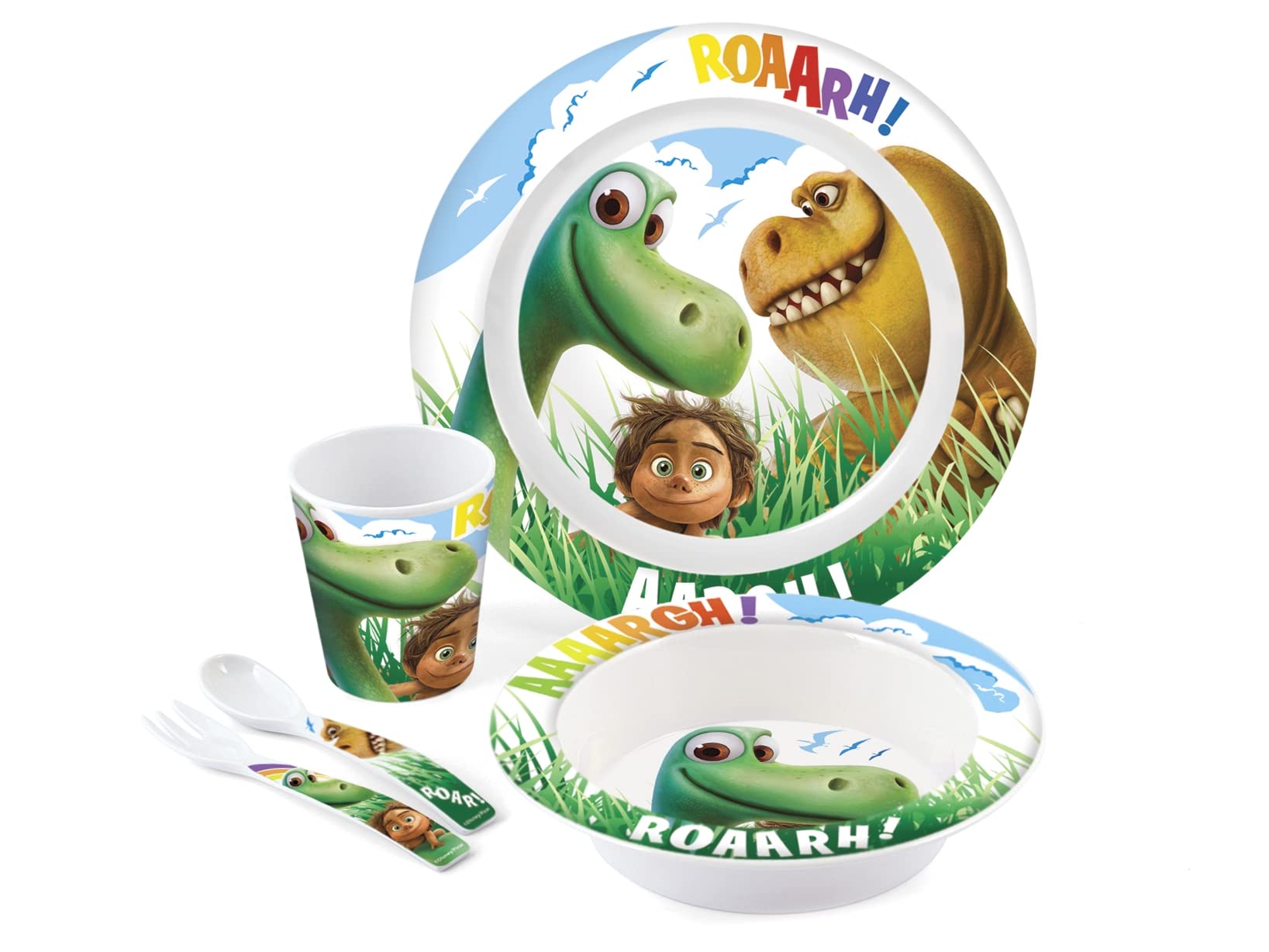 Home Disney Good Dinosaur Set of 5 Melamine Pcs, Multicolor