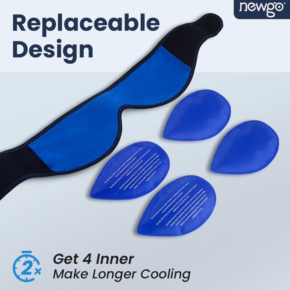 NEWGO Wisdom Teeth Ice Pack Head Wrap for Face Oral Surgery, Jaw Ice Pack for Face with 4 Hot Cold Gel Pack for TMJ, Tooth Extraction, Tonsillectomy Recovery