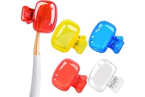 Eaezerav 4 Pack Toothbrush Covers Caps, Toothbrush Protector Toothbrush Coverings Clips Portable Plastic Toothbrush Head Case for Travel, Business, Camping, School, Home