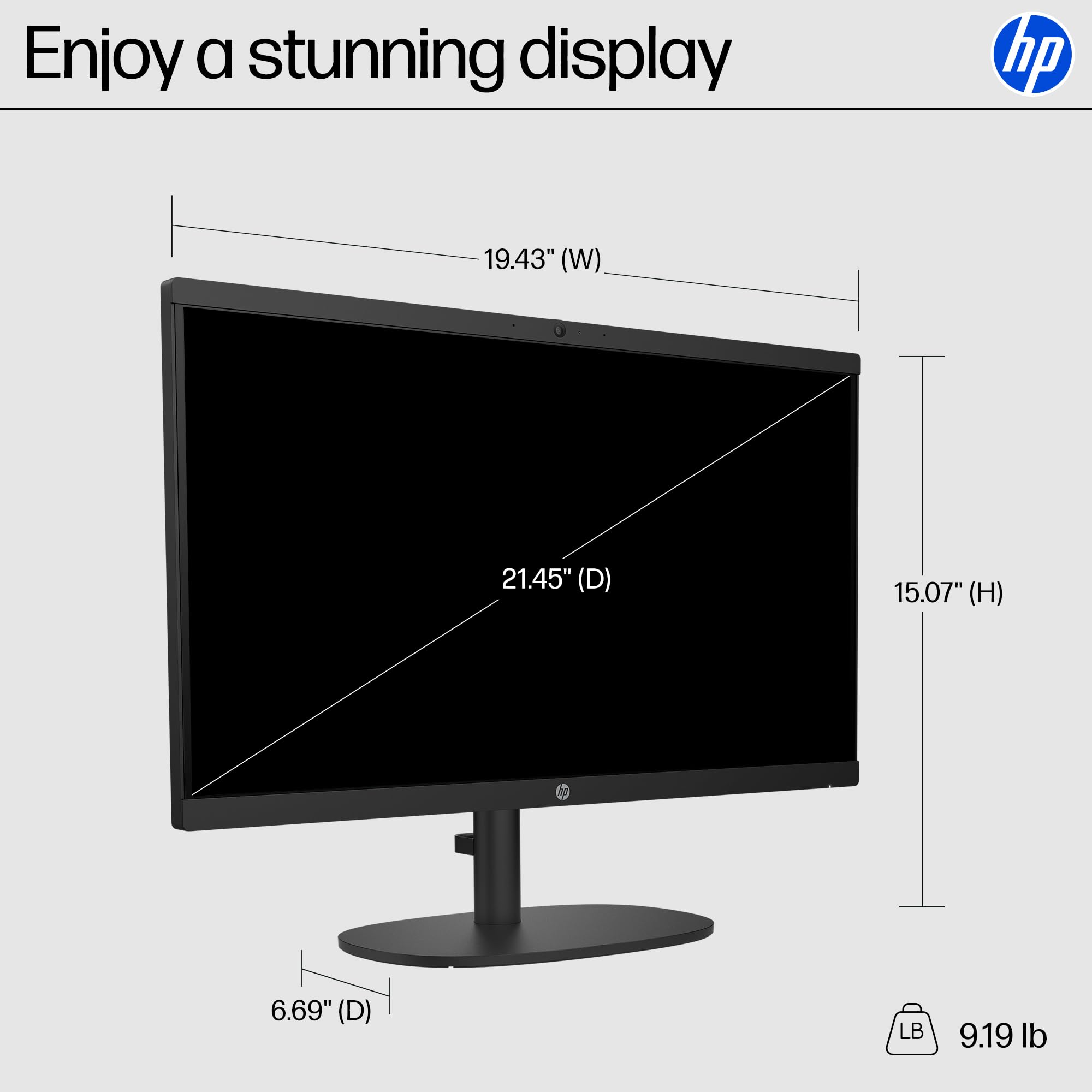HP 21.45 inch All-in-One Desktop PC, FHD Display, Intel Processor N200, 8 GB RAM, 512 GB SSD, Intel UHD Graphics, Windows 11 Home, Jet Black, 22-dg0340 (2025)