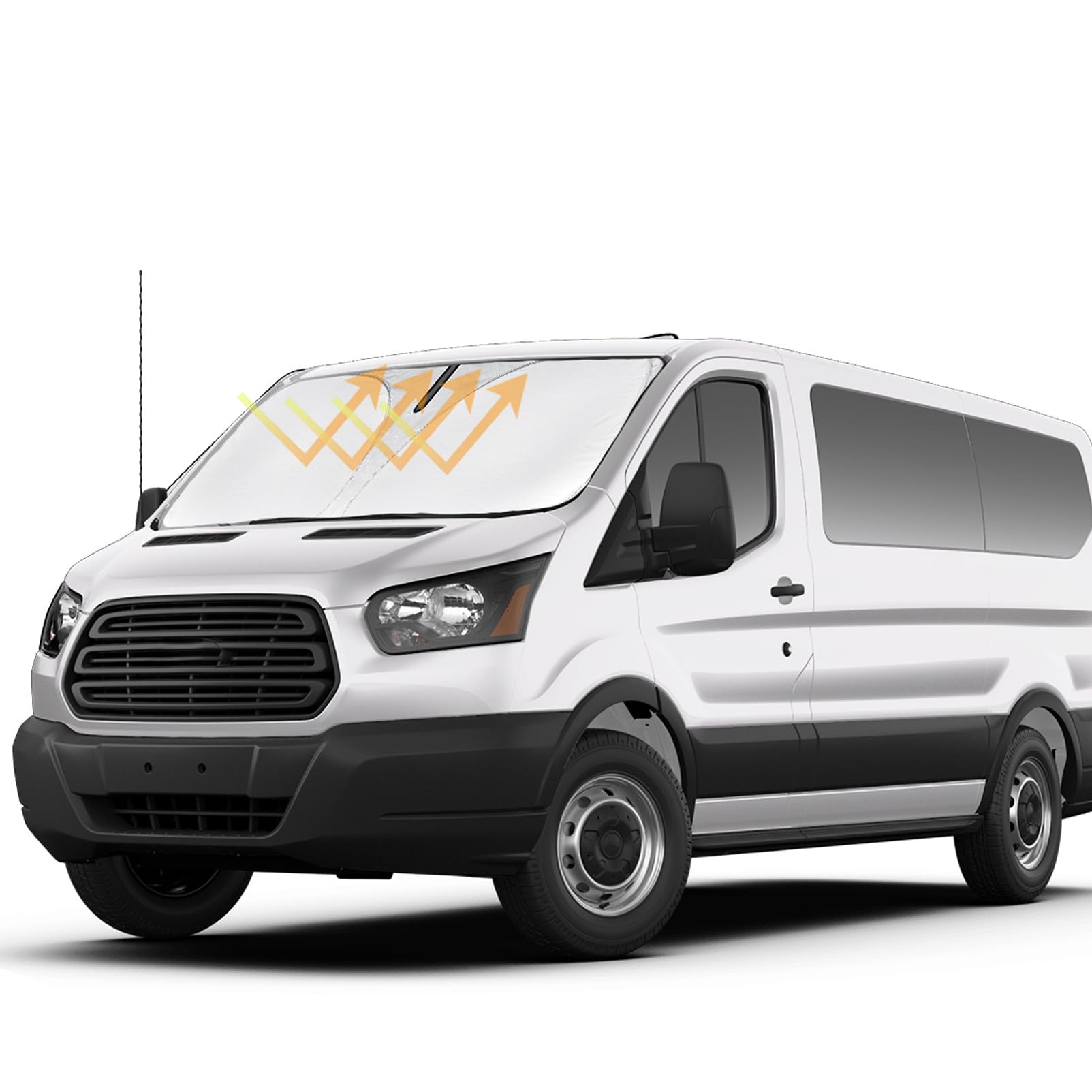 Photo 1 of Sunshade for Transit Windshield Sun Shade Custom Sun Visor Fit 2015-2025 2026 Ford Transit Wagon XL Wagon XLT ? Van XL Accessories Foldable Double Layer Window Heat Shield Protector Block UV Ray