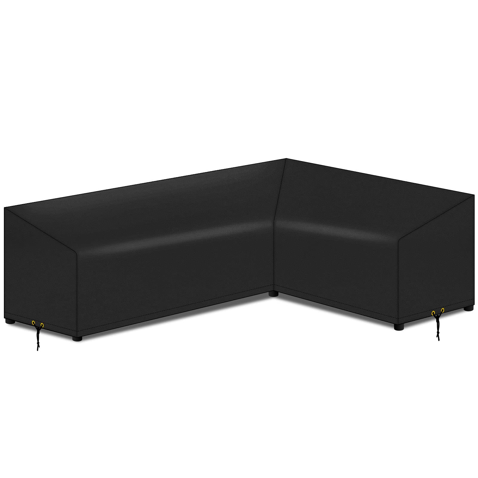 PATIO PLUS L-Shape Garden sofa Cover , Waterproof, Windproof, Anti-UV, 420D Oxford Fabric Outdoor Rattan Corner Sofa Cover, 286(LEFT)x222(right)x82x64/78cm - Black
