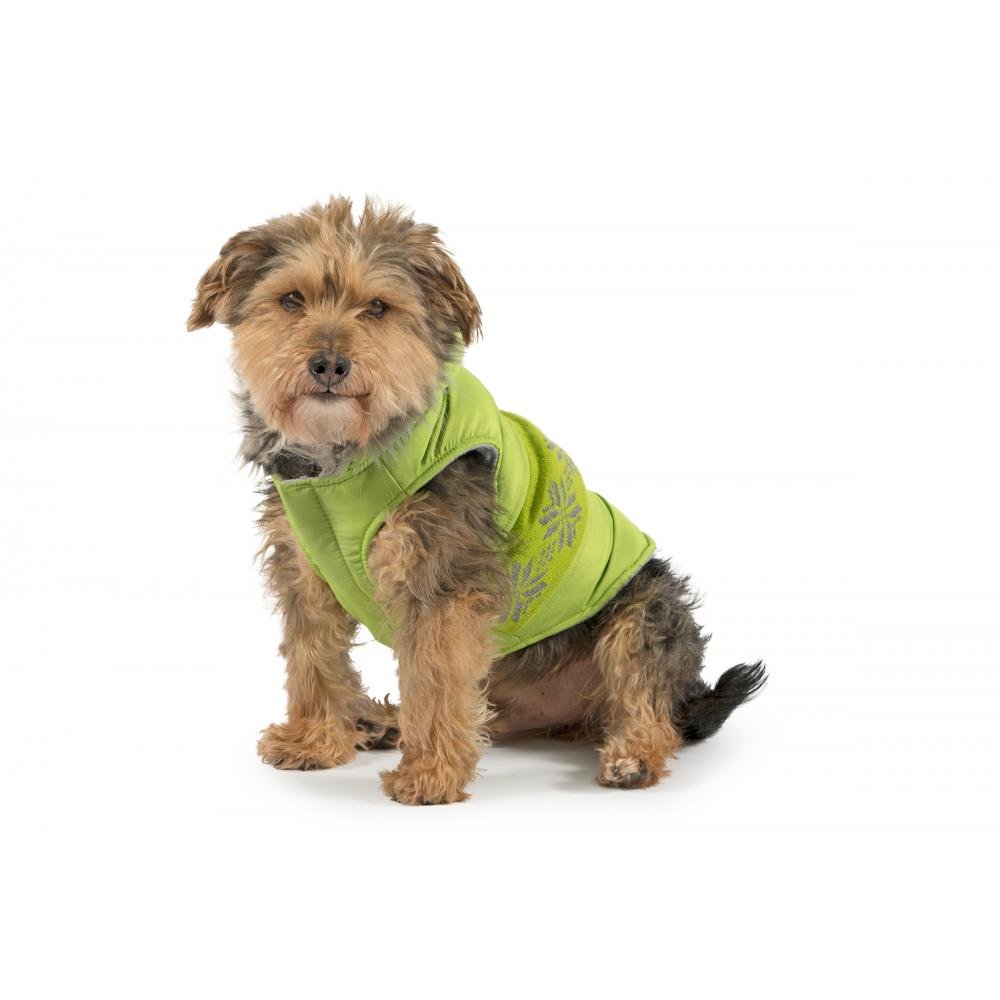 Ancol Nordic Dog Coat Green Cold Weather Protection Weather Resistant Fleece Lining Fur Trimmed Hood Nordic Pattern Pet Puppy Apparel - Large - Length 50 cm / Girth 66-80 cm