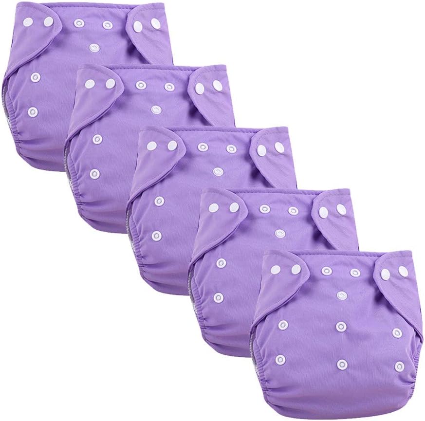 Weisfe78 Bear Baby Cloth Diapers 5 PCS + Inserts Adjustable Washable and Reusable Pocket Diapers Lot Baby Washable for Baby Boys Girls