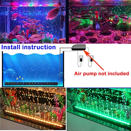 Aquarium air Bubble Light, RGB LED Fish Tank Light with 16 Colors 4 Modes, Remote Control IP68