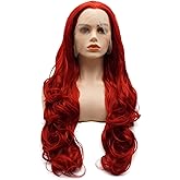 LUSHY BEAUTY Hair Synthetic Lace Front Wig Wavy Long 26inch Red Heavy Density Heat Resistant Realistic Wig
