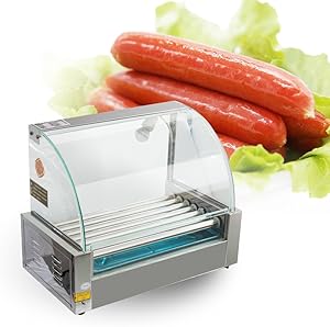Zorvo Hotdog Roller Machine Commercial 18 Hot Dog 7 Roller Grill Cooker Machine Hotdog Cooker Maker Machine with Cover-Shipping from USA, you can receive it within 5 business' day.