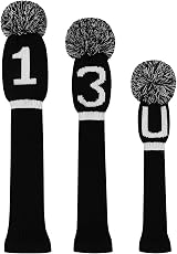 Scott Edward Knitted Golf Head Covers 3Pcs Driver Woods Fairway Hybrids Black view 2