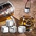 Whiskey Stones Ice Cubes, Set of 10 Stainless Steel Ice Cubes Reusable Chilling Frozen Rocks for Whiskey Wine Beverage Juice or Soda, Nonslip Rubber 'n Tongs & Plastic Storage Tray Silver