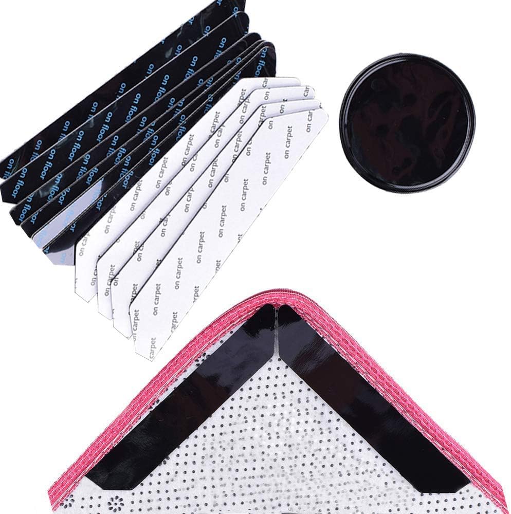 ZC GEL Rug Gripper (12 Pcs) with Anti Curling Non Slip Super Sticky Reusable and Washable Non-Trace Removable Carpet Gripper, Eco-Friendly PU Gel Rug Grippers for Area Rugs and Floors (Large Size)