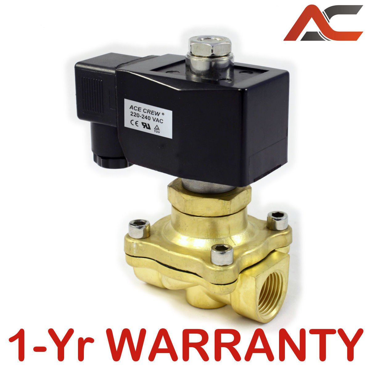 1/2 inch Normally Open NO 220V-240V AC Brass Solenoid Valve NPT ONE