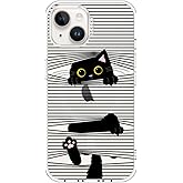 MOSNOVO Case for iPhone 14 / iPhone 13, [Compatible with Magsafe] [Buffertech 6.6ft Military-Grade Drop Protection] [Anti Peel Off Tech] Clear Phone Case Design - Hidden Black Cat