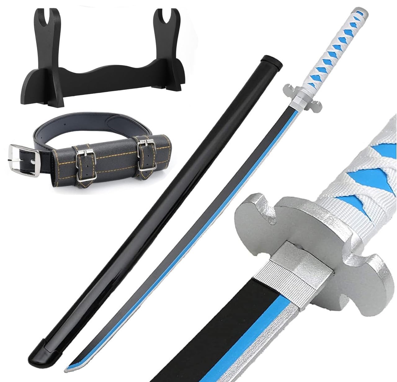 Udekit Japanese Anime Ninja Wooden Sword Kitetsu,Shusui,Wado Ichimonji,Tanjiro Katana-104cm,with Katana Belt and Katana Holder,for Cosplay Props Toys