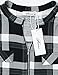 Finice Vintage Blouses, Women's Shirts Notched Collar Zip V Neck Short Sleeve Tunic Tops Versatile Retro Style Pleated Front Curved Hem Hipster Baggy Plaid Tshirt Black XXL