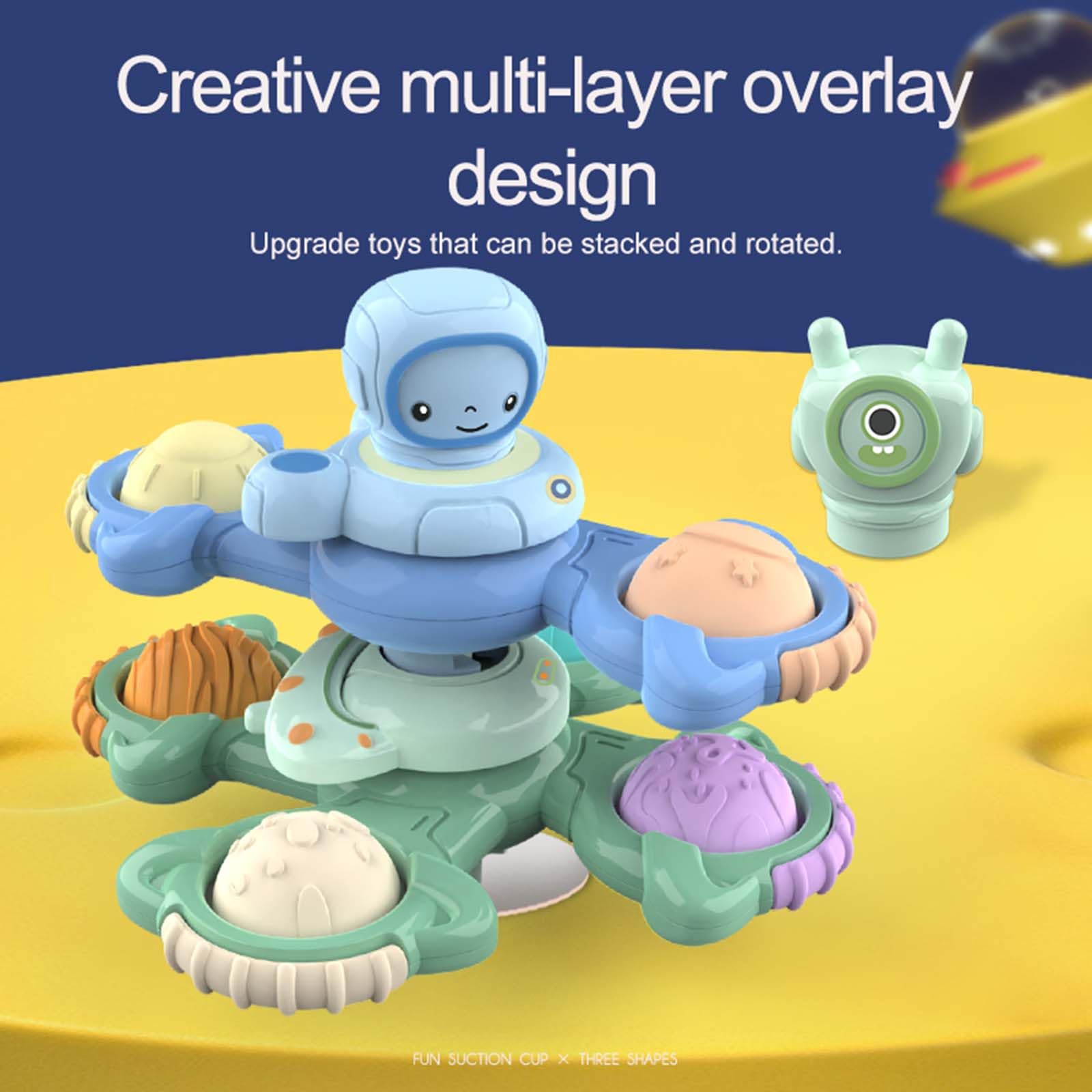 3PCS Suction Cup Spinner Toy - Sensory & Fidget Bath Toys for 2-3 Year Olds, Boys & Girls - Ideal Gift for Toddlers, Spinning Tops.