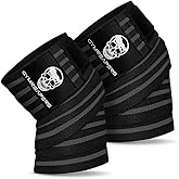 Gymreapers Knee Wraps for Squats and Powerlifting 72 Inch Compression Wraps with Strap for Men & Women Weightlifting Support