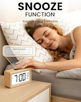 aboveClock Digital Alarm Clock Wooden Bedside Clock with Temperature view 5