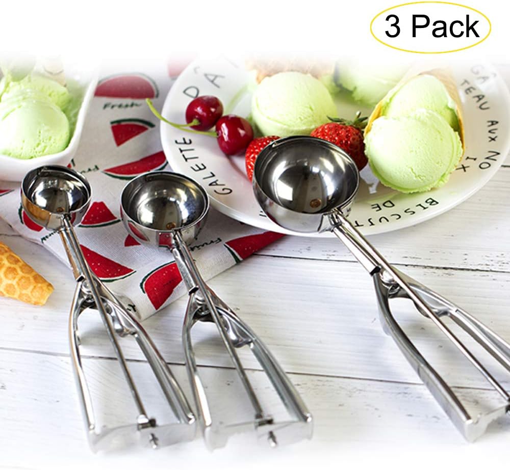 Cookie Scoop Set, 3 PCS Stainless Steel Ice Cream Scoop