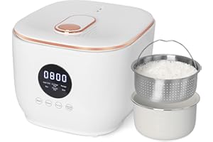 Low Sugar Rice Cooker 6 Cup with Rice Steamer Basket, Smart Starch-Removing Rice Cooker, 5-in-1 Digital Steamer for Porridge,