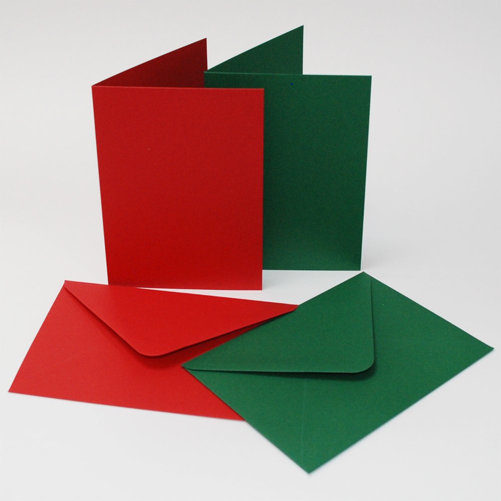 Craft UK 2062 C6 Christmas Card and Envelope - Red/Green (Pack of 40)
