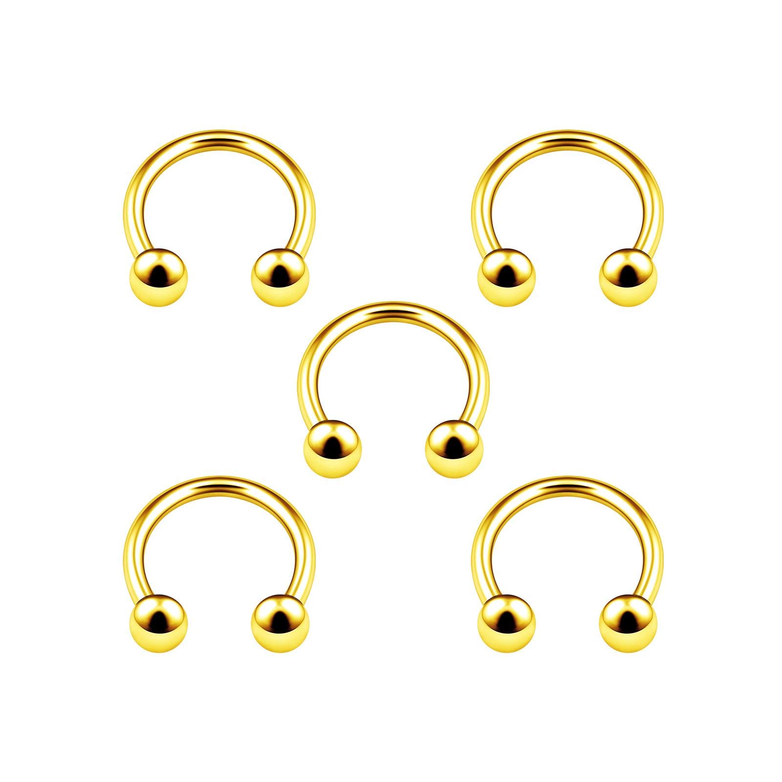 5PCS Anodized Horseshoe Earrings 16g 5/16 8mm 3mm Ball Lip Tragus Eyebrow Daith Earrings Rook Piercing Jewellery 4974