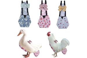 MANON ROSA Chicken Diapers Bantam Hens - Reusable 3-Piece Set with Bow Ties Poultry Nappies Washable Waterproof for Geese Pet Ducks Silkie (Floral XS)