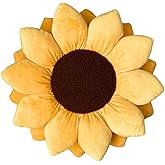 Green Philosophy Co. Flower Pillow, 3D Sunflower Shaped Decorative Throw Pillow - Soft Plush Cushion for Bed and Couch, Cute Boho & Cottagecore Home Decor Accent, Golden Yellow