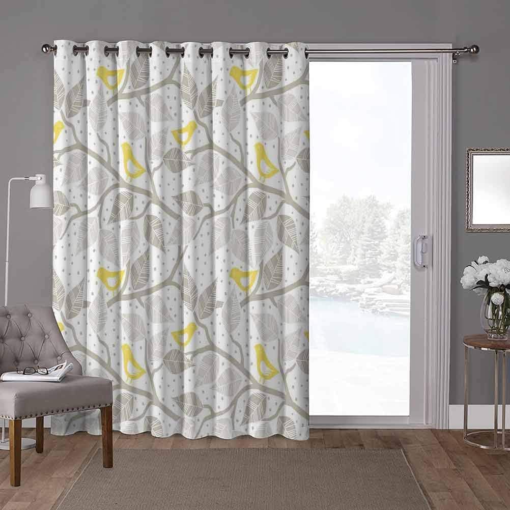 YUAZHOQI Sliding Patio Door Curtains, Birds on The Branch with Pastel