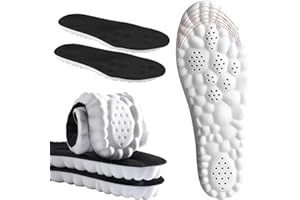 DWTWLE 4D Cloud Insoles for Men and Women Memory Foam Cloud Insoles Super Soft Anti-Fatigue, Shock Absorption, Relieve Foot Pain, (Black, Men: US 7-11)