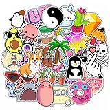 Stickers for Water Bottles 46-Pack Qucuek Cute,Aesthetic,Trendy Stickers for Girls Teens, Perfect for Hydro Flask,Laptop,Phone,Travel Extra Durable 100% Vinyl