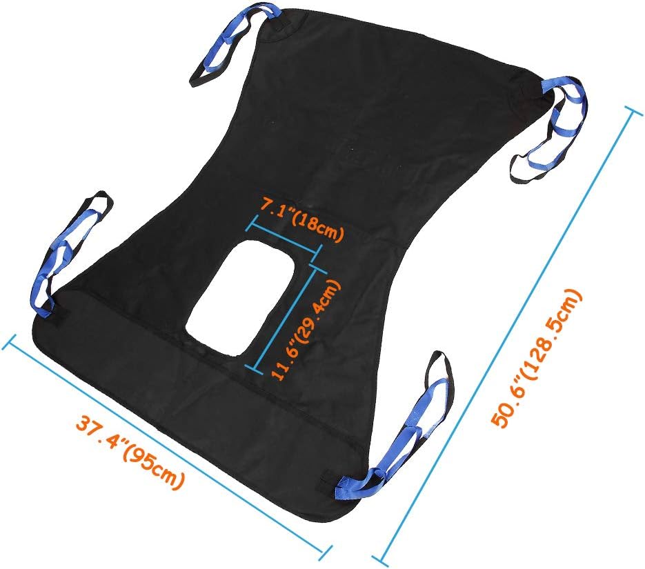 Toileting Sling Patient Lifter Medical Lift Equipment Bariatric Handicap Lift Commode Sling Medical Transfer Belt with Four Point Support Full Body Sling (Large - 51"x 41"): Health & Personal Care