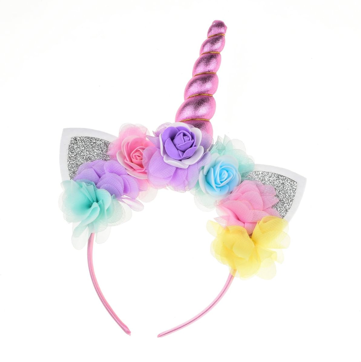 Love Sweety Unicorn Headband Rose Flower Ear Unicorn Cosplay Party Headwear