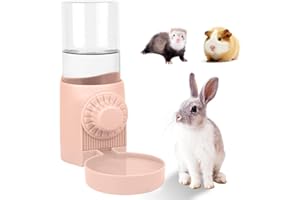 FLYING DOVE BRING LOVE TO YOU Hanging Automatic Rabbit Water Bottle, Guinea Pig Water Bottle No Drip, Gravity Cage Water Dispenser for Bunny Ferret Waterer Small Animals (Pink)