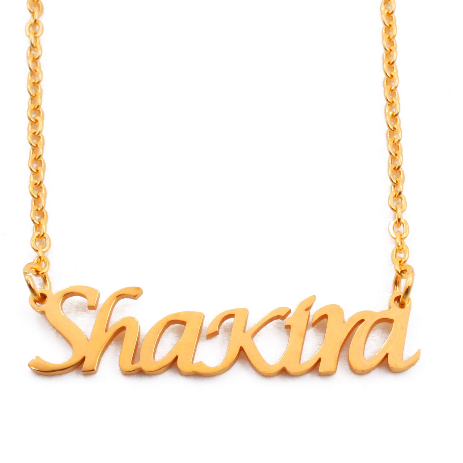 Kigu Shakira Personalised Name Necklace Adjustable Chain - 18ct Gold Plated - Incl Gift Packaging