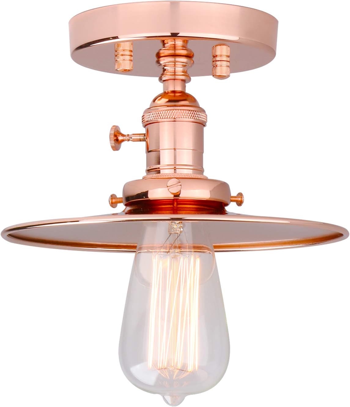 Phansthy Ceiling Light Fitting E27 Vintage Metal Black Hanging Flush