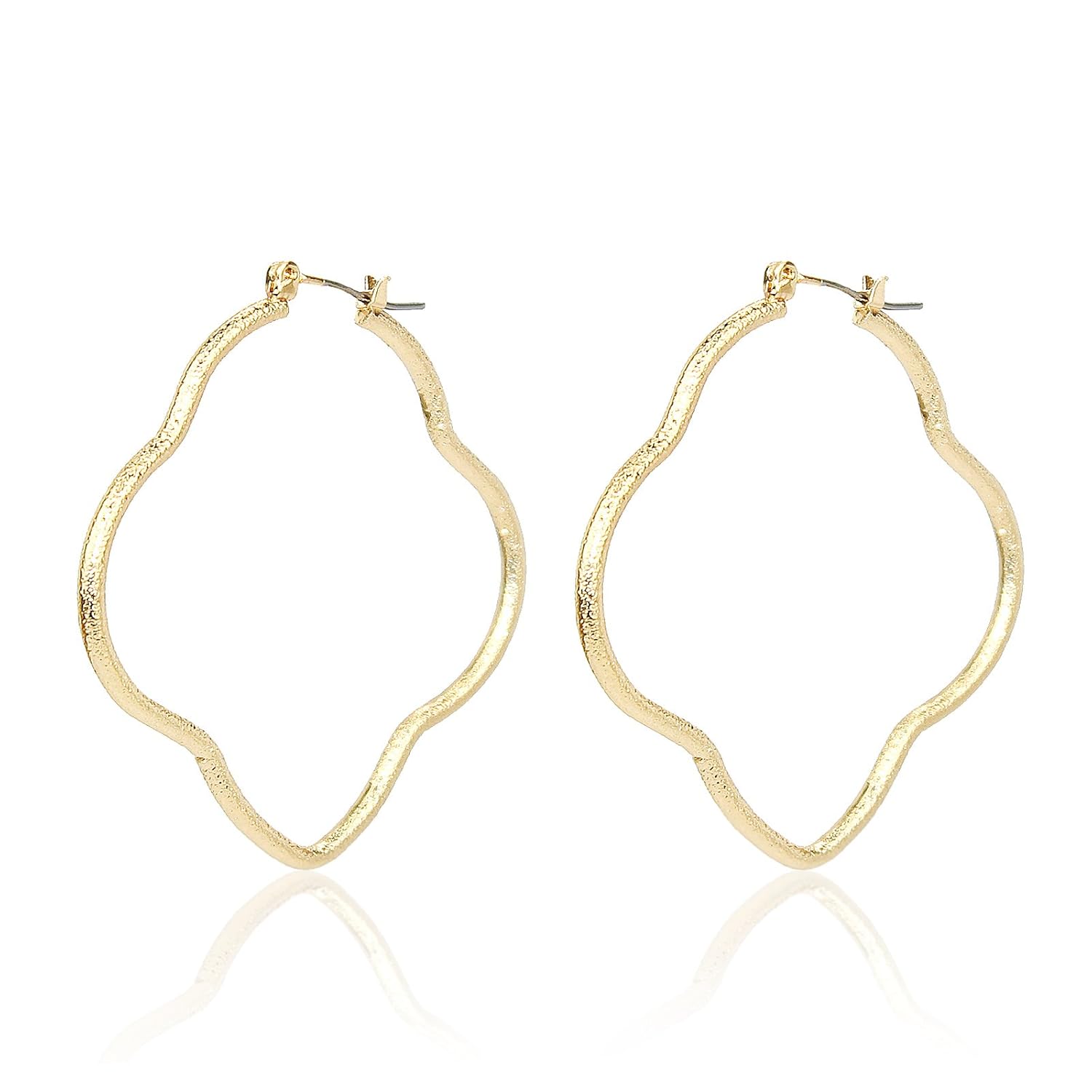 Pomina Sandblasted Quatrefoil Hoop Earrings Gold Innovatis Suisse Ch