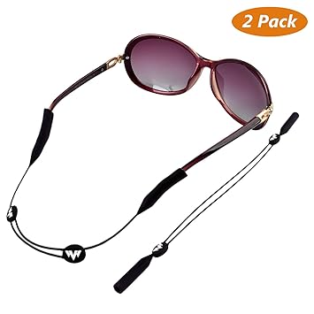 Buluri Sonnenbrillen Haltebänder, Sport Brillenband Elastischer Verstellbarer 2er Pack Schwarz Unisex Anti-Rutsch Brillenkord