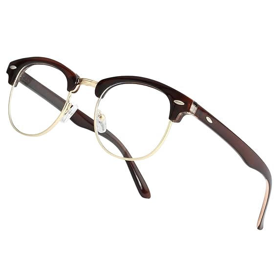 Buy Blue Light Blocking Glasses for Men Women Retro Semi Rimless Square