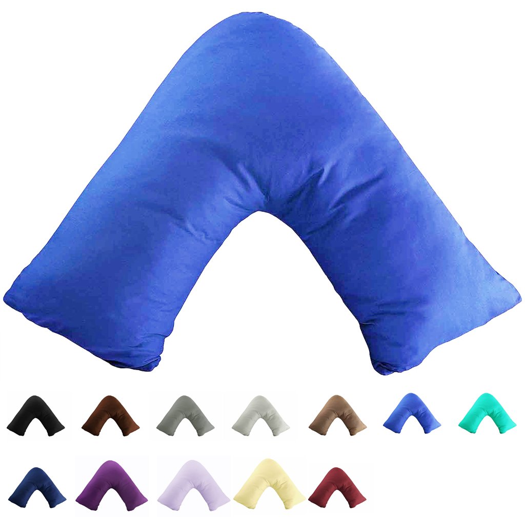 Gyulin 100% Cotton 300 Thread Count Soild Envelope Style V Shaped/Tri/Boomerang Standard Pillow Case Cushion Cover Only Cover No Insert (Royal Blue)