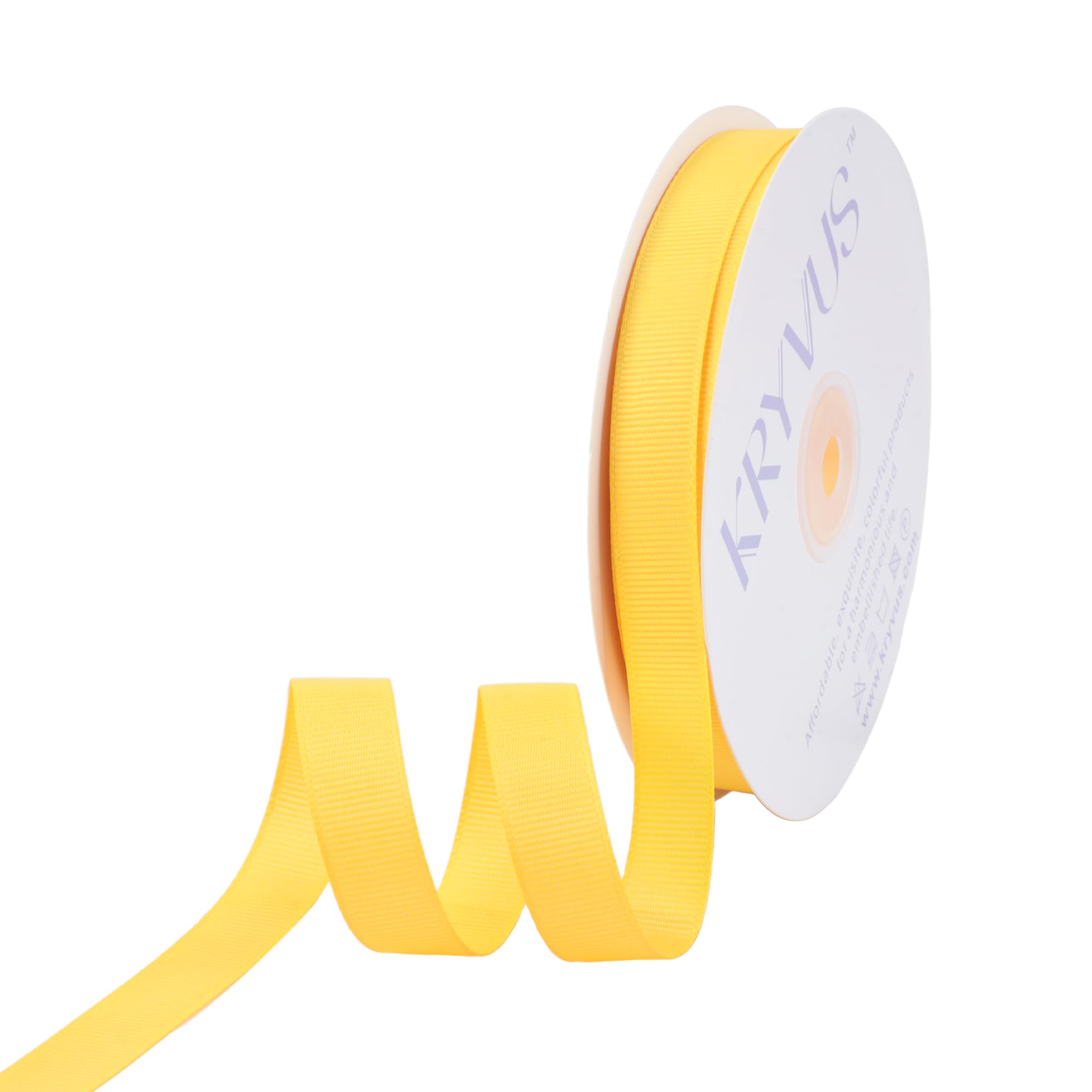 Kryvus Grosgrain Ribbon, Maize Yellow Ribbon 16mm x Continuous 45 Metres, Maize Yellow Grosgrain Ribbons Perfect for Gift Wrapping, Crafts, Sewing, Wedding Decor, DIY Hair Accessories, Easter