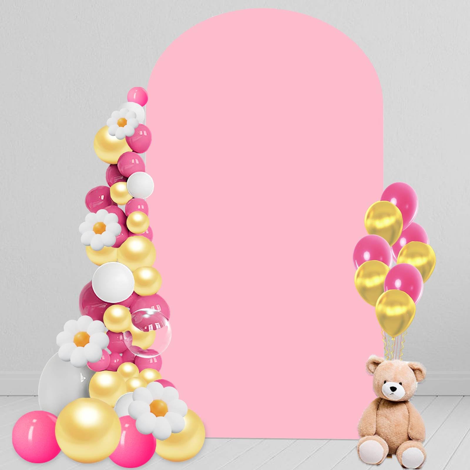 Photo 1 of 7.2 FT Arch Backdrop Cover, Wedding Pink Arch Covers Stretchy Backdrop Spandex Fitted for Chiara Stand Birthday Baby Shower Party Ceremony Decoration Pink 7.2FT